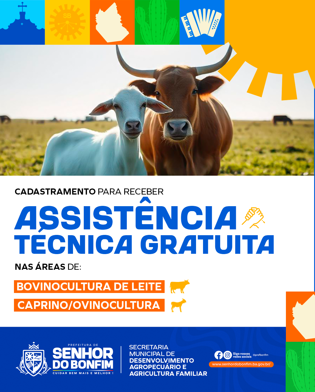 Prefeitura de Senhor do Bonfim inicia cadastro para assistência técnica em bovinocultura e ovinocultura